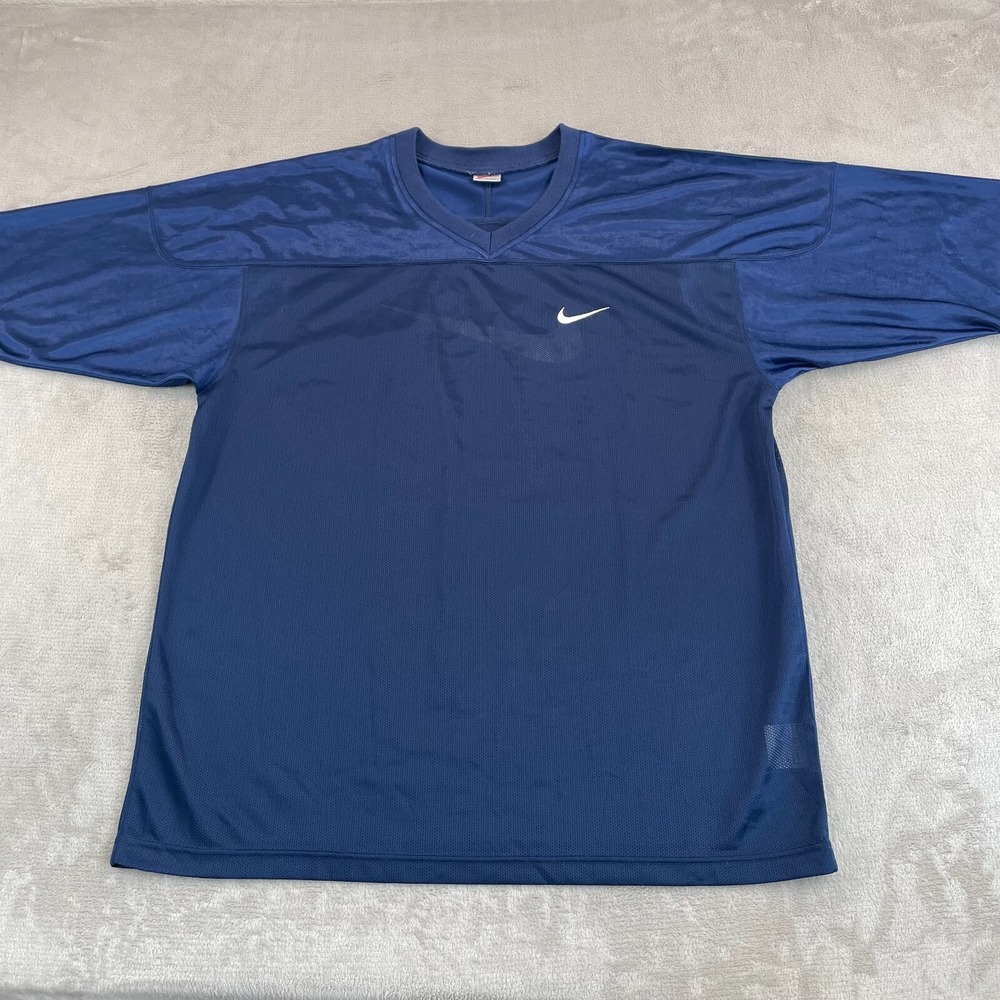 Vintage Nike Jersey Shirt Men Large Navy Mesh Big Swoosh White Tag 90s Y2K